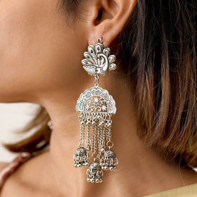 Buy Myjewel Silver Brass Traditional Oxidised Antique Stylish Designer Big  Dangle Kundan Beads Drop Earrings Online at Best Prices in India - JioMart.